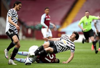 Harry Maguire was hurt during Sunday's win at Aston Villa