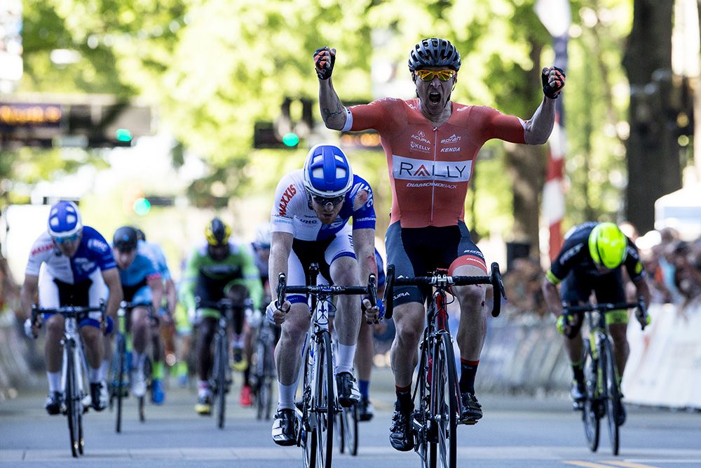Brad Huff wins the 2016 US criterium championship in Greenville, South Carolina