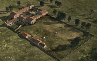 A virtual reconstruction model of the school of gladiators at Carnuntum.