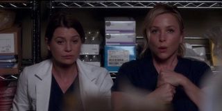 Meredith and Arizona in the supply closet