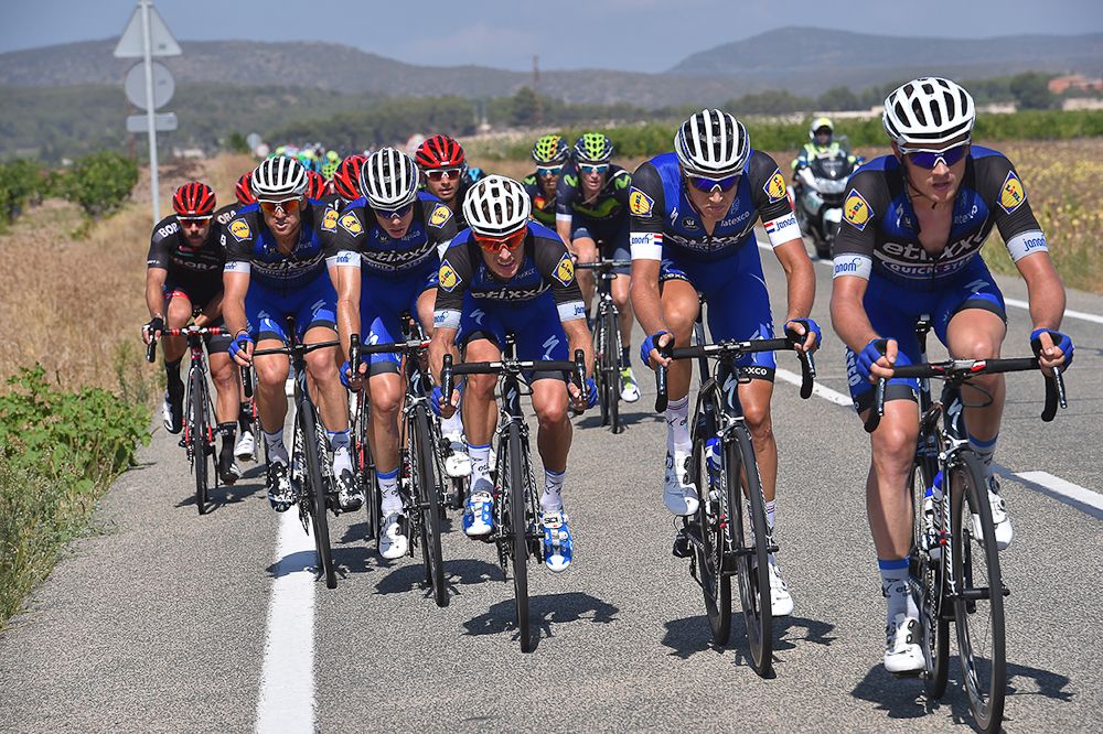 Etixx-QuickStep leads the chase during stage 18 at the Vuelta