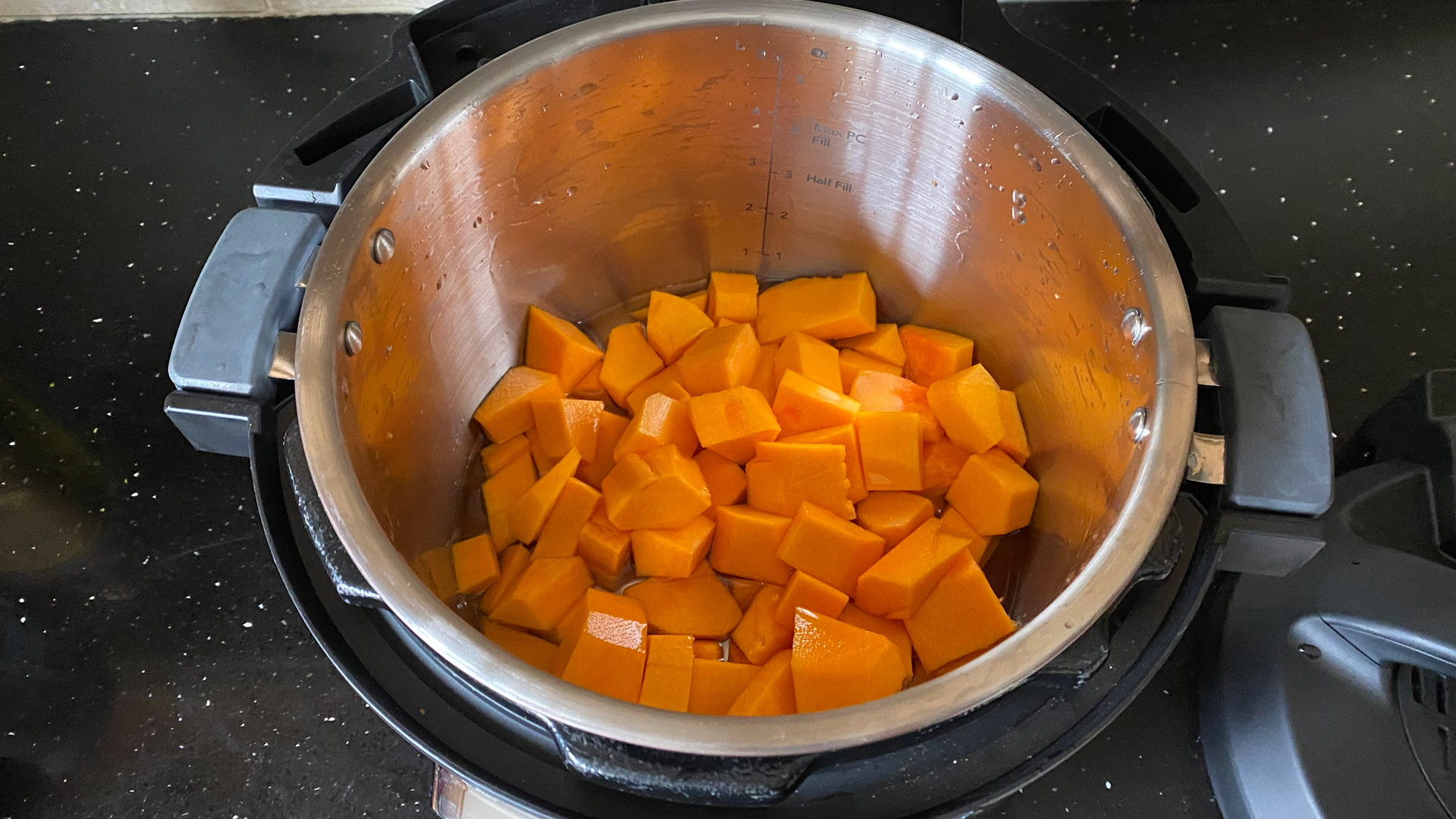 Butternut squash pressure cooked in 5 minutes in the Instant Pot Pro Plus Smart Multi-Cooker