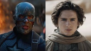 A side-by-side image of Chris Evans in Avengers: Endgame and Timothee Chalamet in Dune: Part Two
