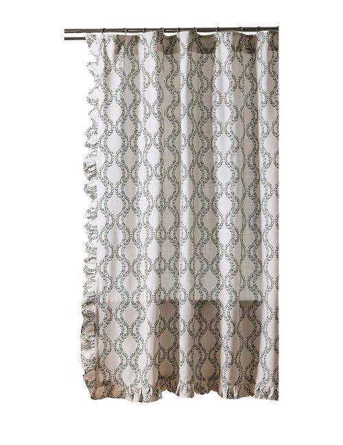 Tree Trellis Cotton Printed Ruffle Shower Curtain