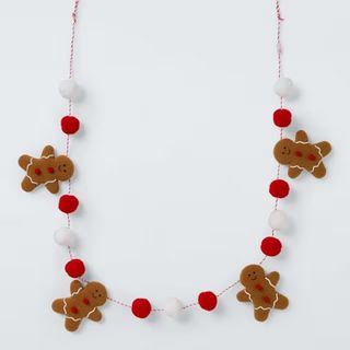 John Lewis Gingerbread Man Felt Pom Pom Garland, Multi, L180cm