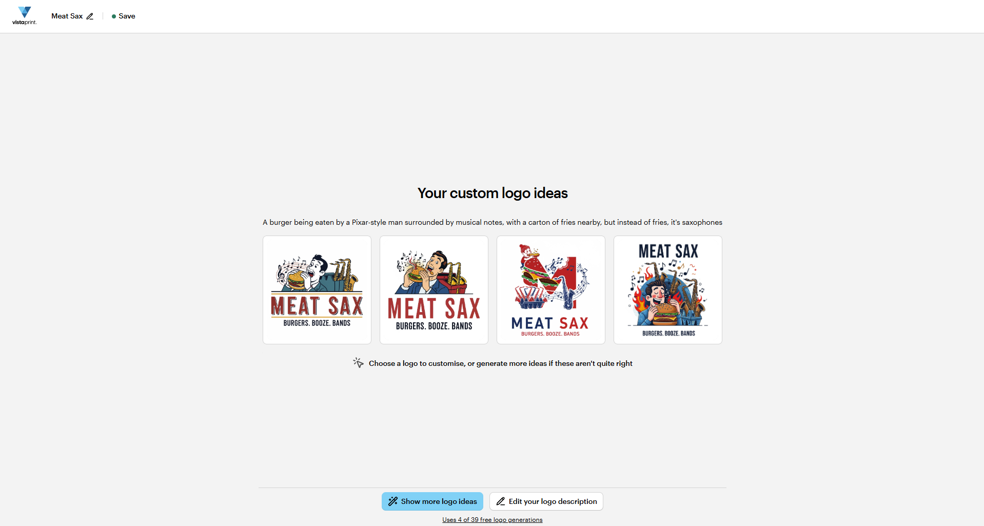 Testing out AI logo creation using VistaPrint's AI logo maker tool