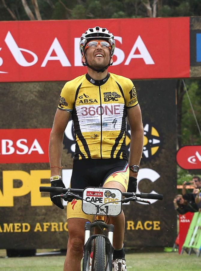 Christoph Sauser finishes up the stage