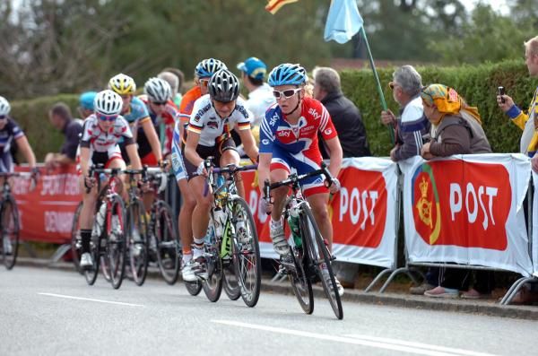 Emma Pooley was very active for Great Britain early in the race