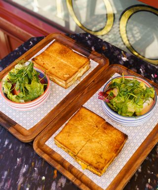 Croque Monsieur sandwiches and salad at Birley Chocolate