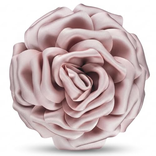 Rhfgsfss Oversized Flower Brooch, Silk Satin Rose Pins for Women, Large Floral Accessory for Dresses, 6.3 Inch (lightpink)