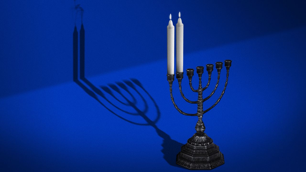 Menorah with two candles