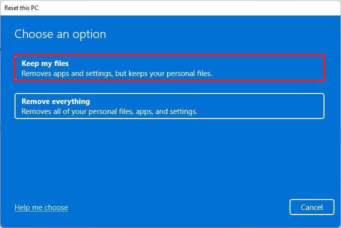 Windows 11 Reset Options