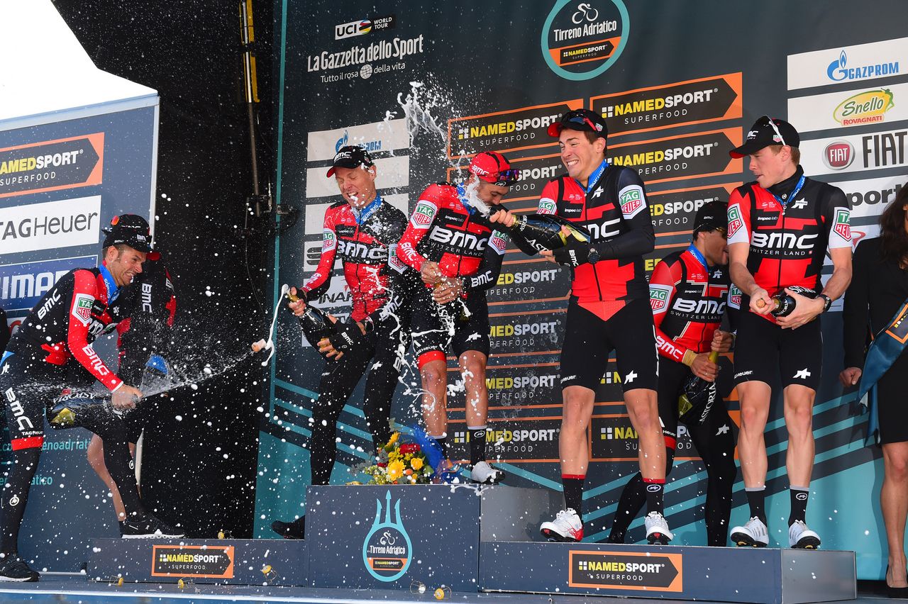 BMC celebrate on the podium