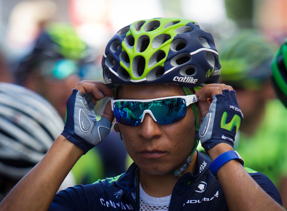 Movistar's Nario Quintana gets ready for stage 2