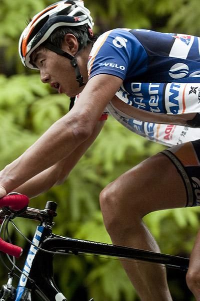 Hao Liu (Max Success Sports Cycling) finds the going tough on the climb up Genting.