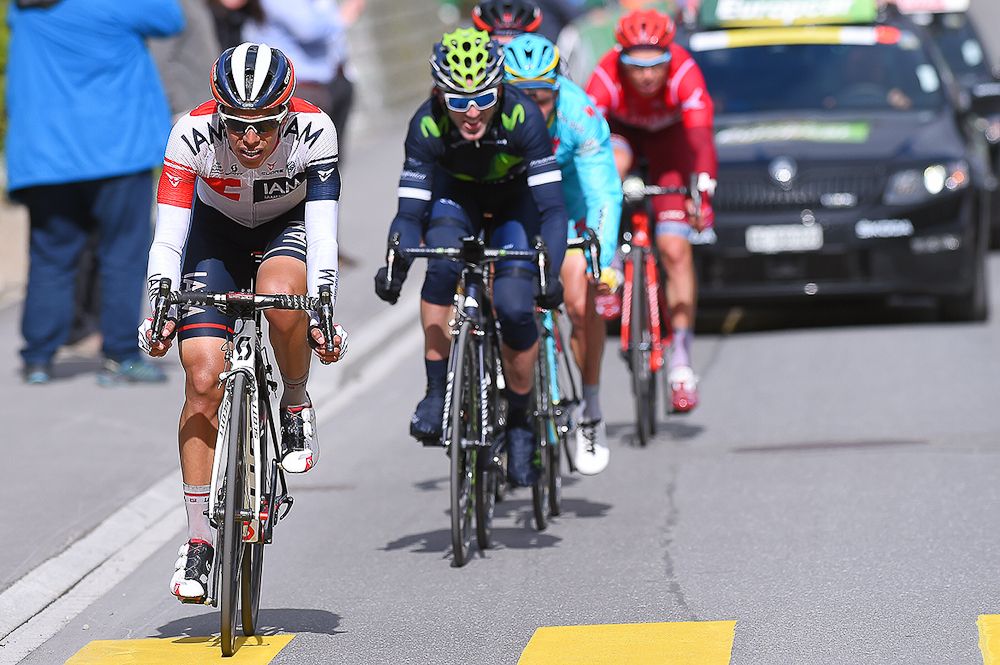 Jarlinson Pantano (IAM Cycling) attacks on the final climb of Tour de Suisse