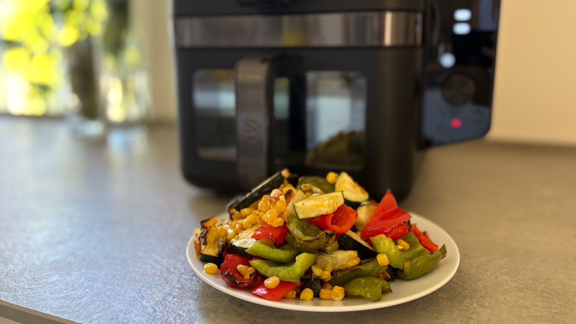 Mediterranean vegetables cooked in the Salter VertiCook Air Fryer