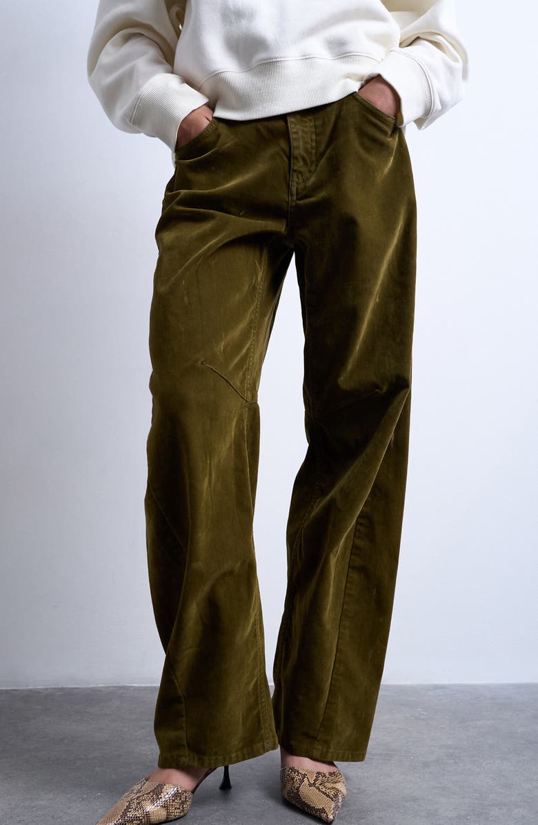 Velvet Barrel Leg Pants