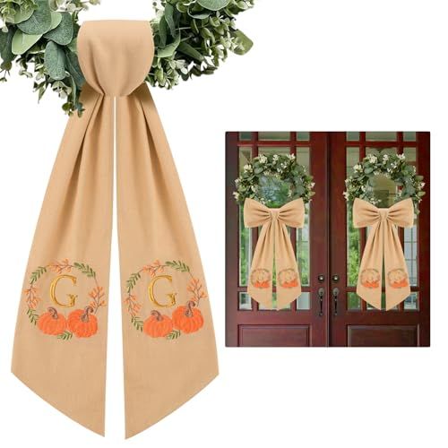 Fall Wreath Sash for Front Door (2-pieces)