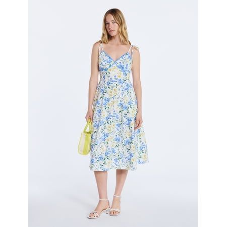 Sleeveless Cotton Panel Midi Dress