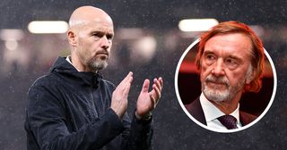 Manchester United manager Erik ten Hag applauds fans following the UEFA Champions League match between Manchester United and Galatasaray A.S at Old Trafford on October 03, 2023 in Manchester, England.
