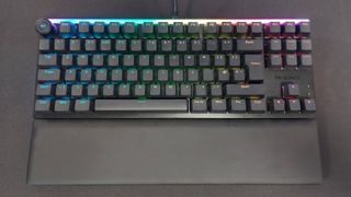 The Be Quiet Light Mount TKL wired mechanical gaming keyboard seen from various angles.