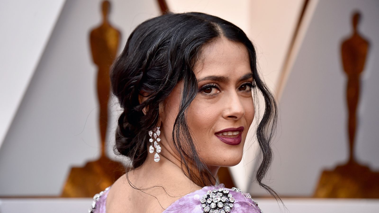 Salma Hayek's see-through fishnet dress stuns on red carpet | Woman & Home