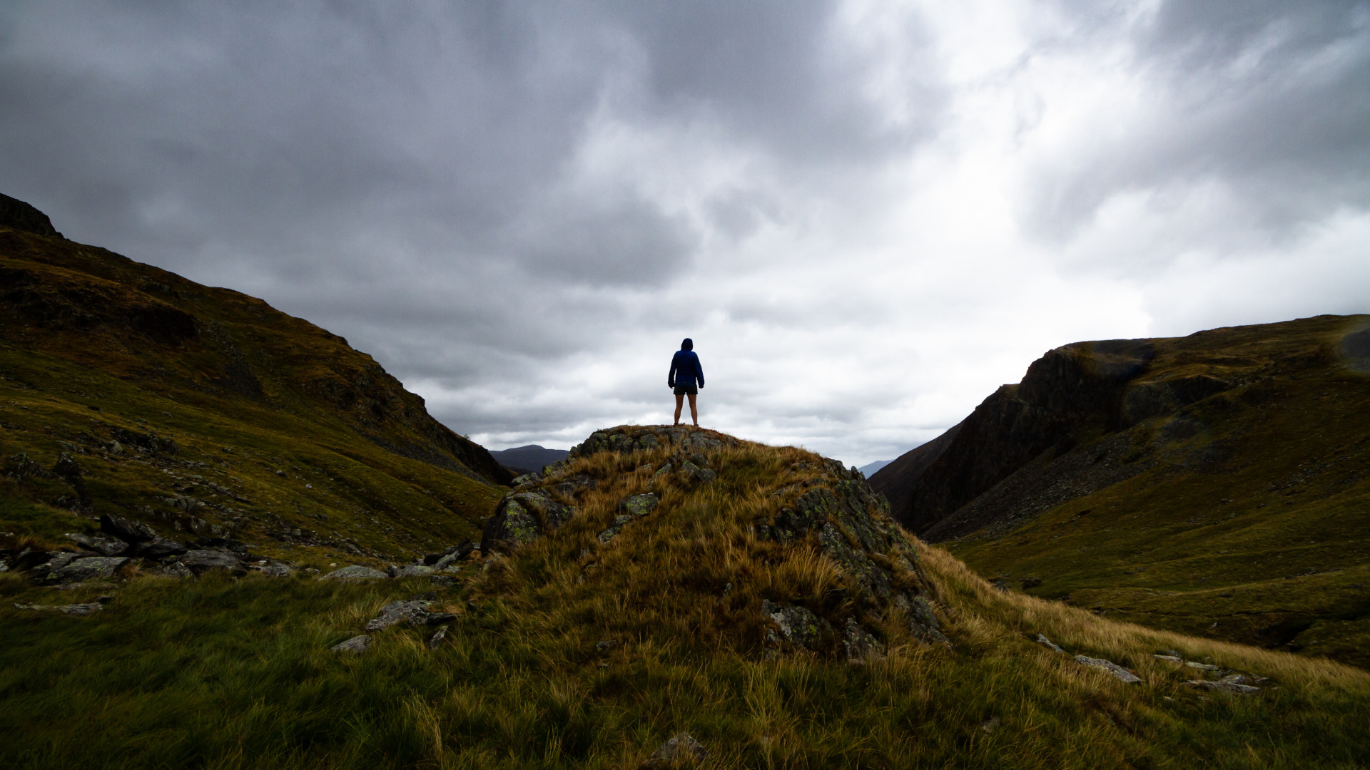 A person hiking in the mountains