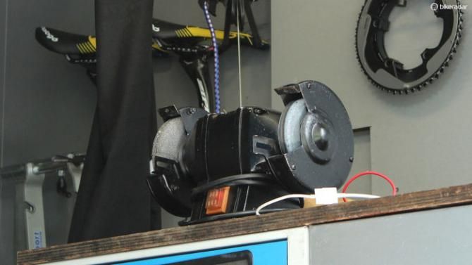 he Tinkoff-Saxo grinder? Kristensen can't remember the last time it was used, but it's bolted to the truck's workbench, so there it stays