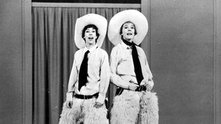 Carol Burnett and Julie Andrews in cowboy outfits in Julie and Carol at Carnegie Hall