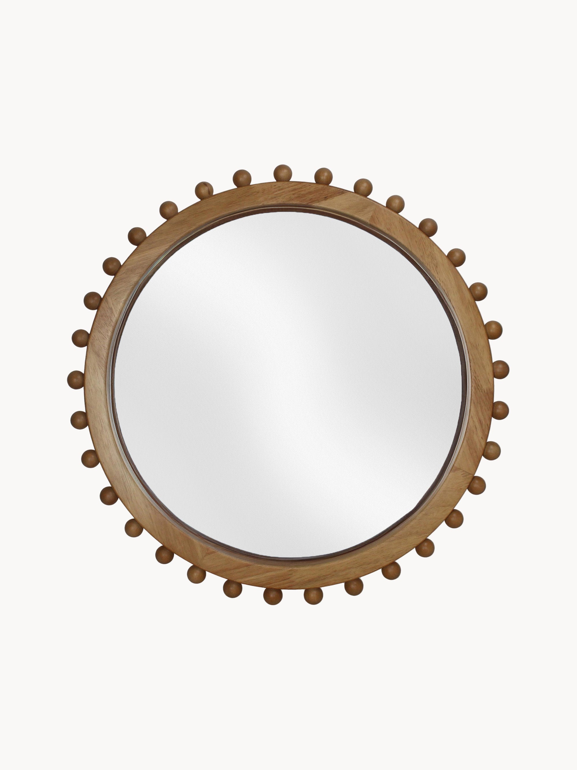 Round Wall Mirror Speculum With Rubberwood Frame