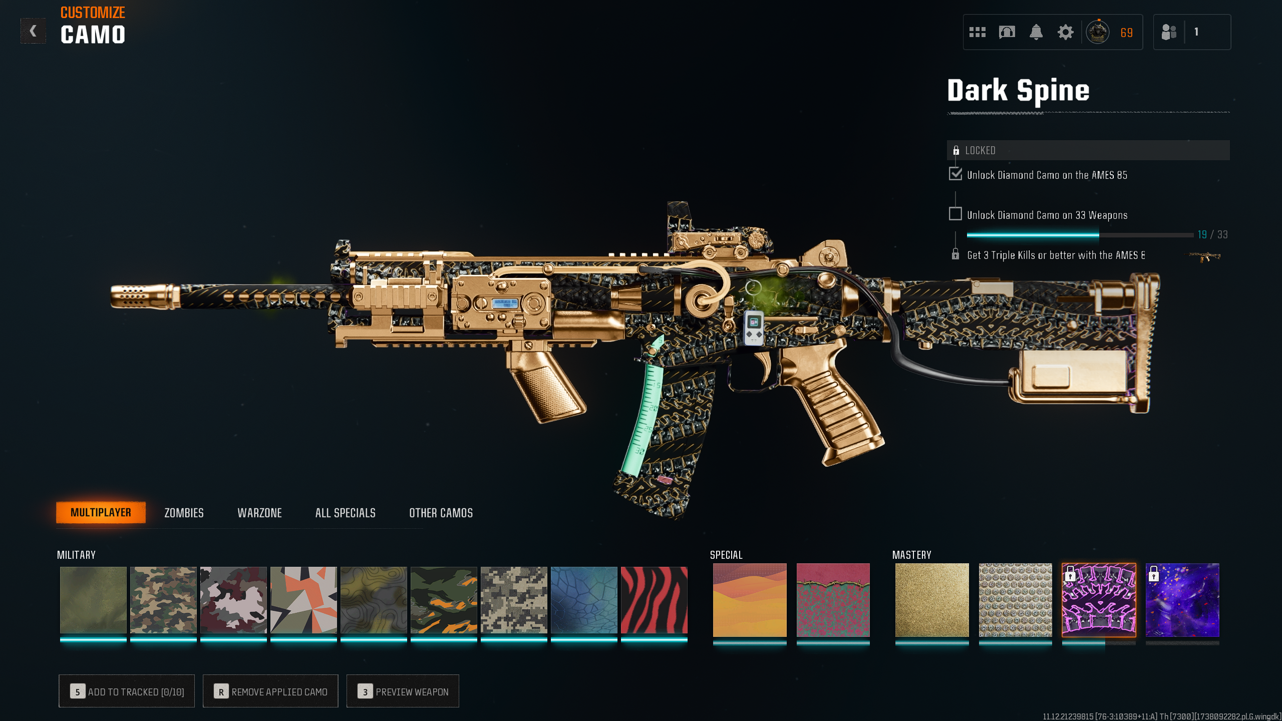 Tracking the Dark Spine camo progress in Black Ops 6