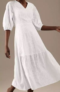 Autograph Pure Cotton Embroidered V-Neck Midaxi Dress | $100/£79 | Marks and Spencer&nbsp;