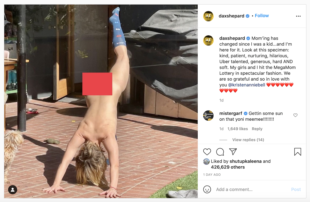 Kristen Bell doing naked Yoga. 