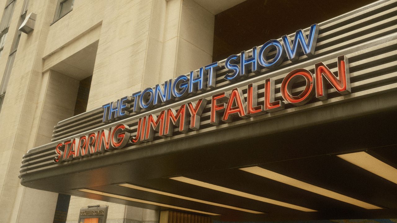 A sign that reads "The Tonight Show Starring Jimmy Fallon"
