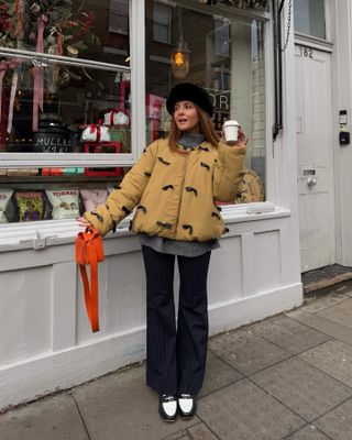  @rebeccaferrazwyatt wears loafers with flared trousers