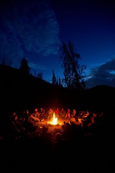 Hanging out around the campfire in Sun Valley, Idaho