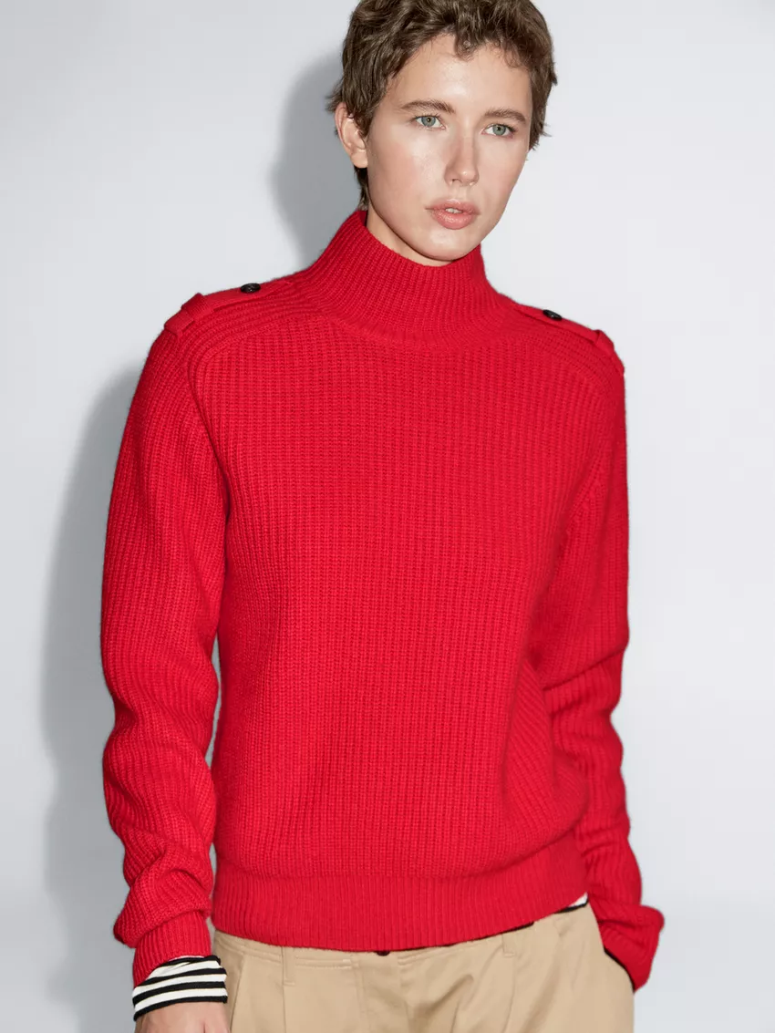 Massimo Dutti, Wool Blend Knit Jumper With Shoulder Detail