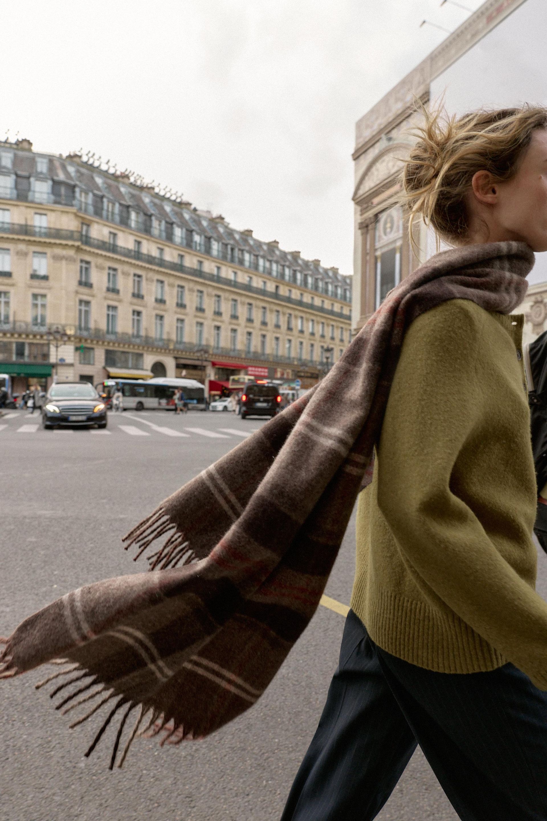 Plaid Fringed Scarf