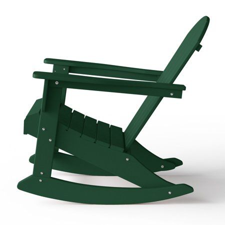 Malibu Outdoor Patio Porch Rocking Adirondack Chair, Dark Green