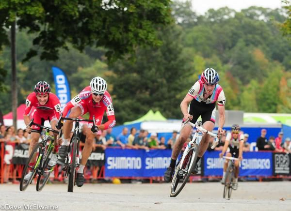Zach McDonald (Rapha Focus) sprinting for fifth place