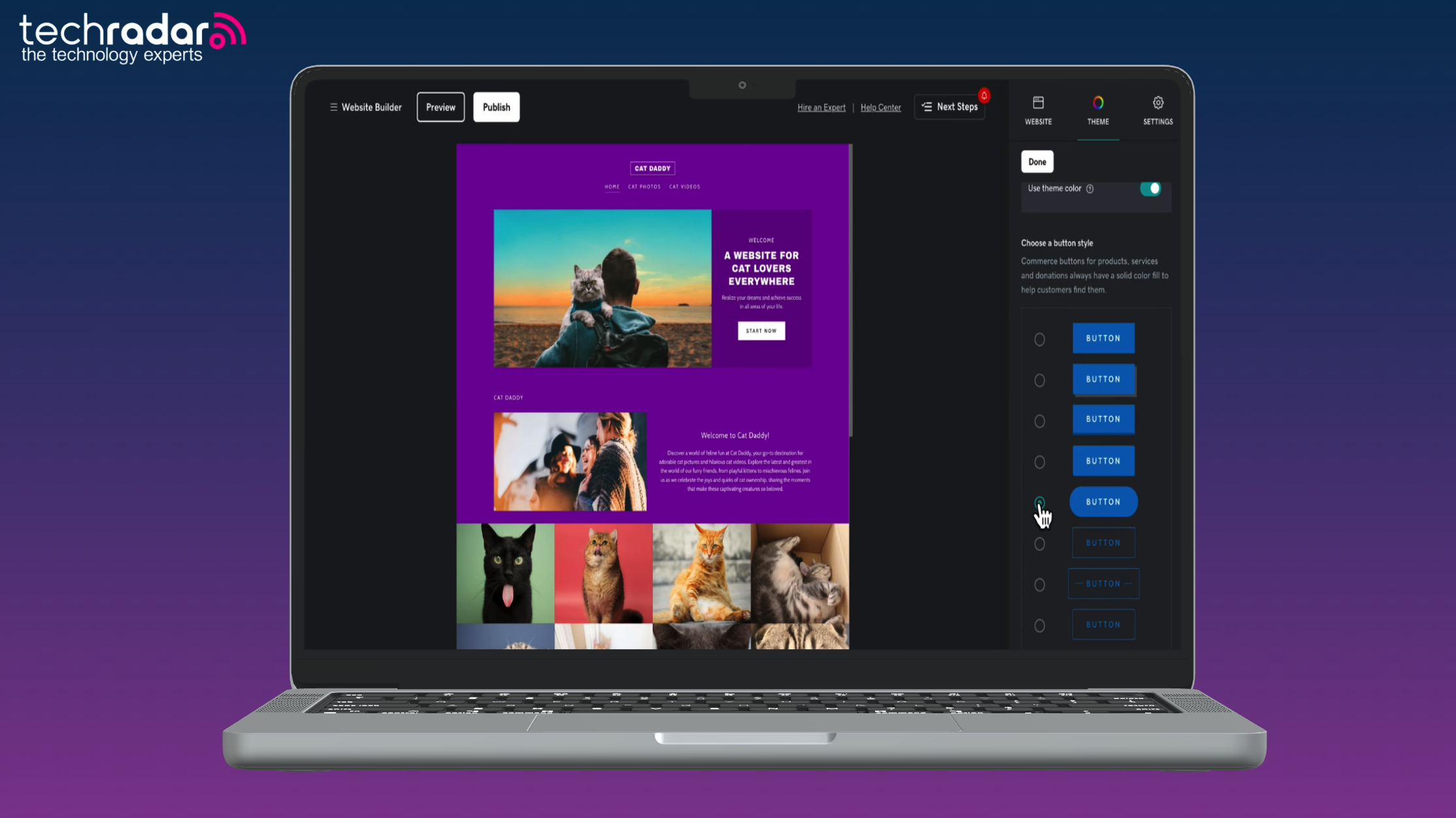GoDaddy website builder being used on a mac