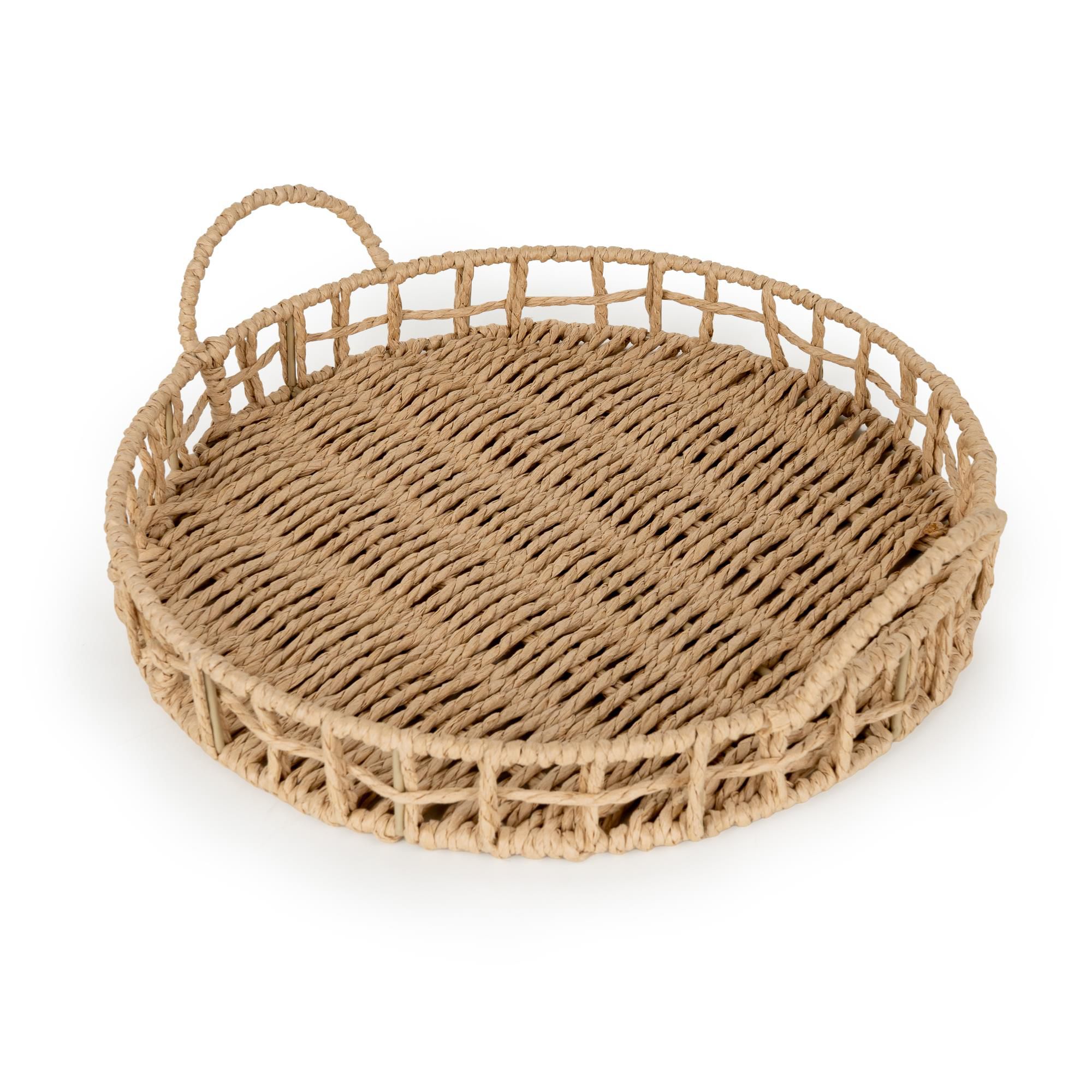Candlelight Wicker Woven Circular Rattan Tray