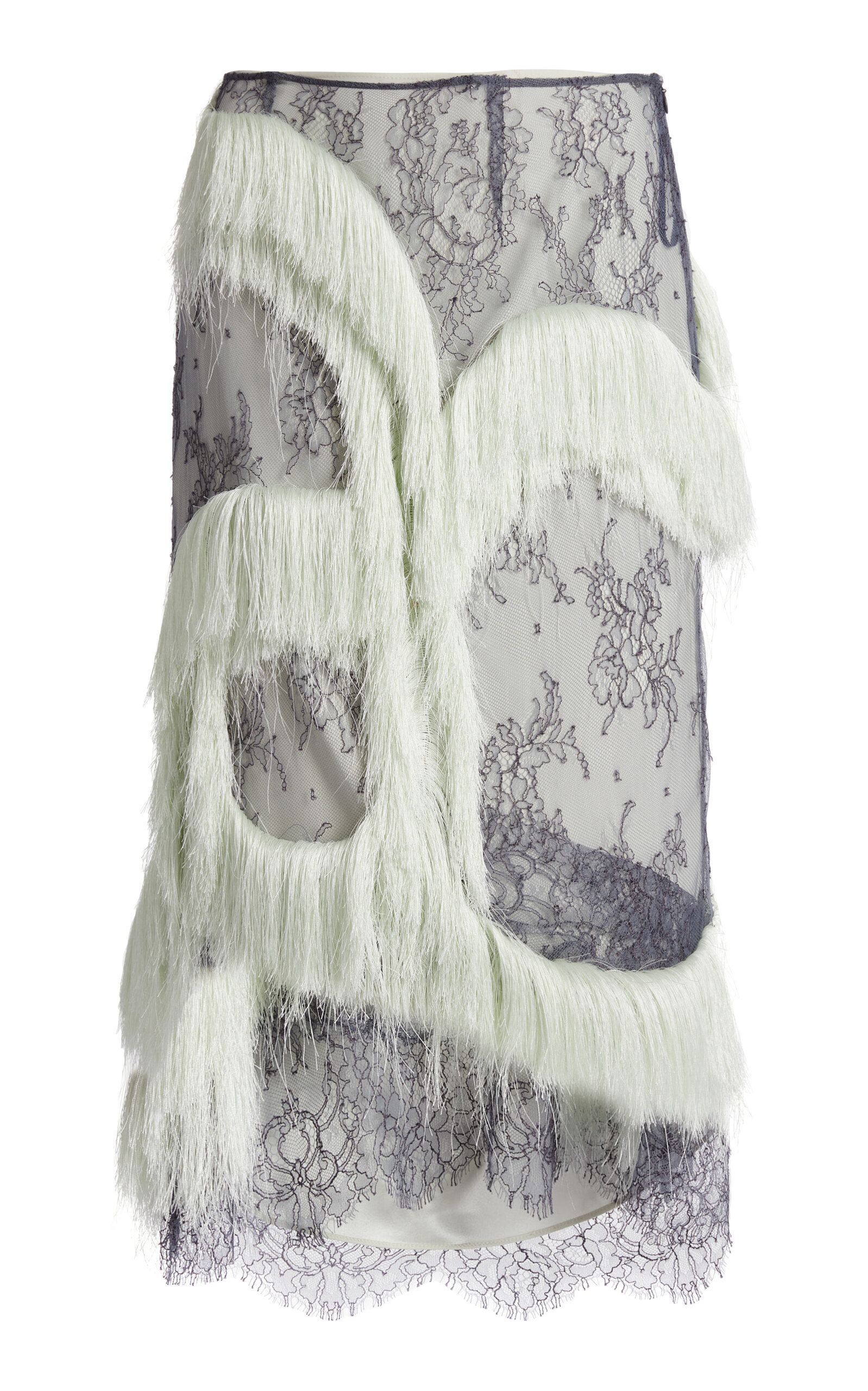 Fringed Lace Midi Skirt
