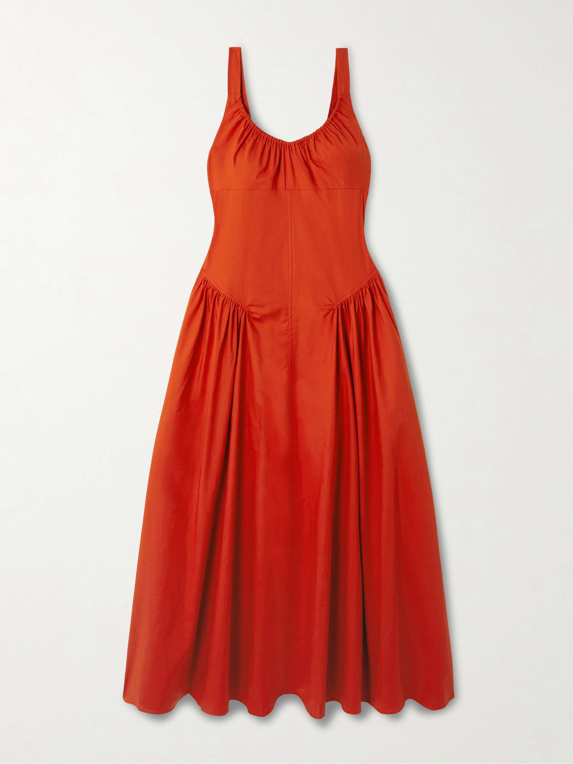 Olas Gathered Cotton Midi Dress