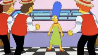 Marge Simpson at different ages, starring in the Simpsons across the decades.