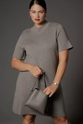 The Nina Short-Sleeve Mock-Neck Mod Mini Dress