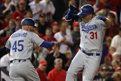 Joc Pederson after his rally-sparking homer for the LA Dodgers