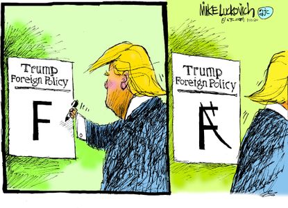 Political Cartoon U.S. Trump foreign policy Iran sharpie