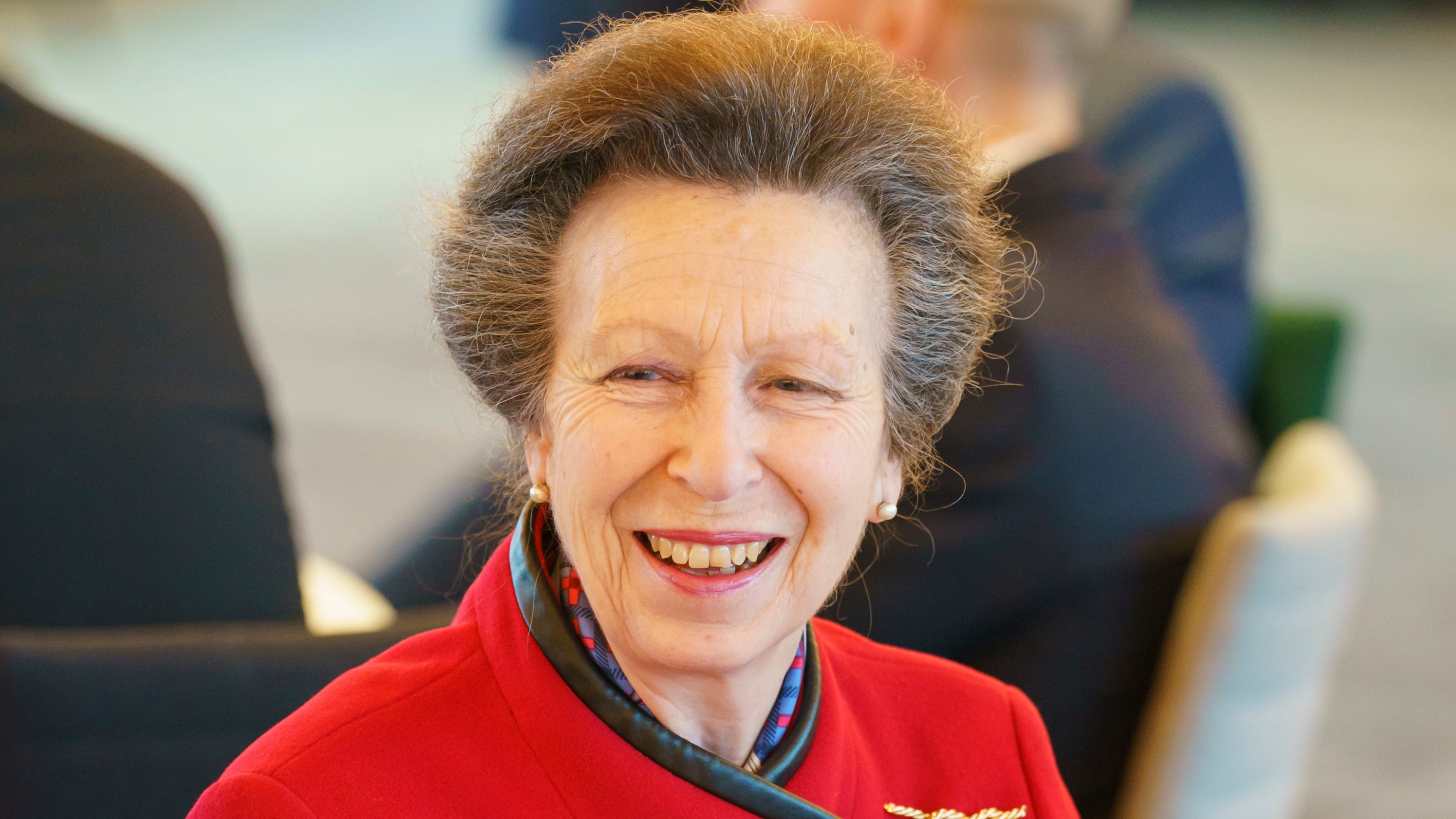 Princess Anne speaks with guests during a Rugby League Reception to thank the community for their work raising money for Motor Neuron Disease (MND) Association at Headingley Stadium on February 28, 2024